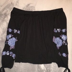 black floral off the shoulder